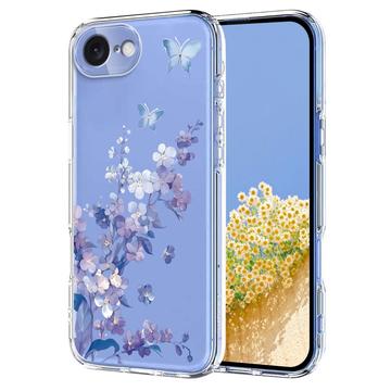 iPhone 16e Husă TPU cu model floral - Violet