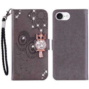 Husa portofel cu strasuri iPhone 16e - Gri