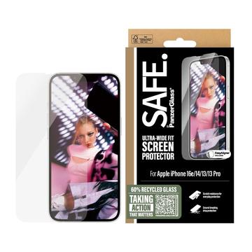 Protector de ecran din sticlă temperată iPhone 16e/14/13/13 Pro PanzerGlass Safe Ultra-Wide Fit - 9H - Transparent