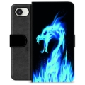 Husă Portofel Premium - iPhone 16e - Dragon din Foc Albastru