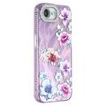 Husă Hybrid cu camera de protecție iPhone 16e IMD galvanizat cu arc - Flori violete