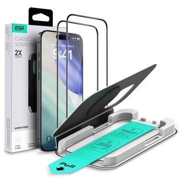 Protector de ecran din sticlă călită iPhone 17/16 Pro ESR UltraFit - 9H, 0.3mm - Margine neagră