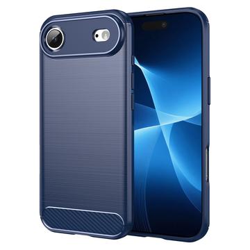 Husă TPU Brushed iPhone 17 Air - Fibră de Carbon - Albastru