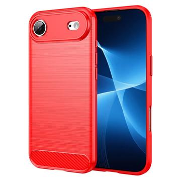 Husă TPU Brushed iPhone 17 Air - Fibră de Carbon - Roșu