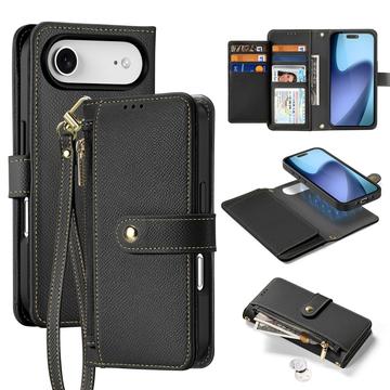 Husă portofel din piele cu husa magnetica iPhone 17 Air Dux Ducis Lawa - Negru