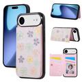 Husă iPhone 17 Air cu imprimeu floral și suport pentru carduri RFID