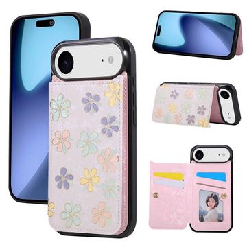 Husă iPhone 17 Air cu imprimeu floral și suport pentru carduri RFID - Flori