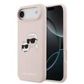 Husă MagSafe din silicon lichid iPhone Air Karl Lagerfeld Double Heads - roz