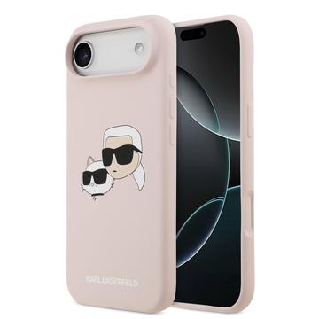 Husă MagSafe din silicon lichid iPhone Air Karl Lagerfeld Double Heads - roz