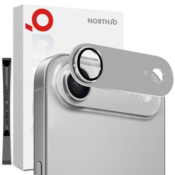 iPhone Air Northjo Protecție completă din metal mat și sticlă temperată pentru obiectivul camerei foto - gri