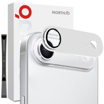 iPhone Air Northjo Protecție completă din metal mat și sticlă călită pentru obiectivul camerei foto - argintiu