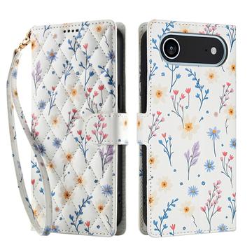 iPhone 17 Air Husă portofel cu motive florale rombice