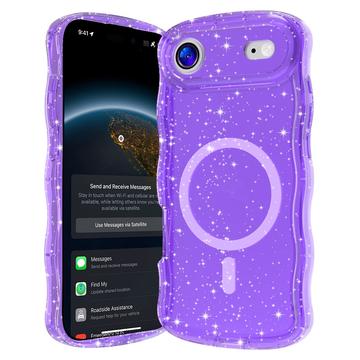 Husă MagSafe iPhone 17 Air Wave-Edge Laser Glitter - Violet translucid