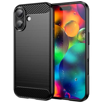 Husă TPU Brushed iPhone 17 - Fibră de Carbon - Negru