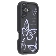 iPhone 17 Husă TPU cu imprimeu de fluturi - Violet / Negru