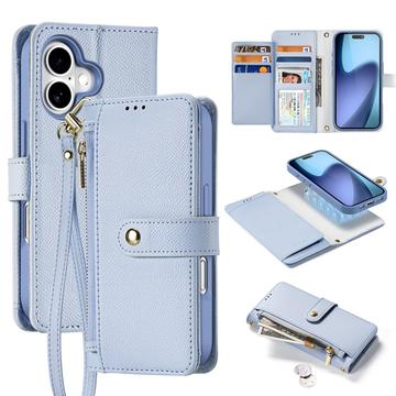 Husă portofel din piele cu husa magnetica iPhone 17 Dux Ducis Lawa - Albastru Deschis