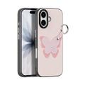 Husă cu inel pentru degete / curea pentru mână iPhone 17 Dux Ducis Luvy - roz deschis / fluture