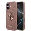 Husă iPhone 17 - Guess Fixed Glitter 4G Metal Logo - Roz