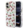 Husă hibridă iPhone 17 Guess IML Glitter Cherry - Compatibilă cu MagSafe - Transparentă