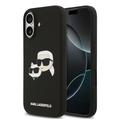 Husă MagSafe din silicon lichid iPhone 17 Karl Lagerfeld Double Heads