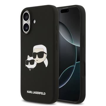Husă MagSafe din silicon lichid iPhone 17 Karl Lagerfeld Double Heads