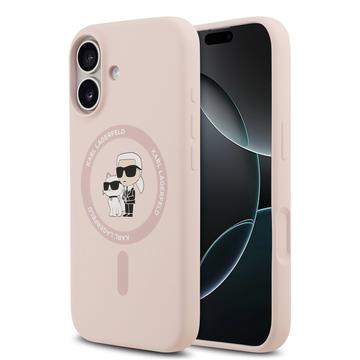 Husă MagSafe din silicon lichid iPhone 17 Karl Lagerfeld Karl and Choupette - Roz