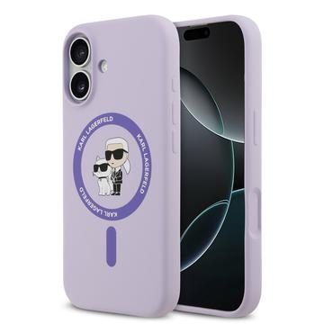 Husă MagSafe din silicon lichid iPhone 17 Karl Lagerfeld Karl and Choupette - Violet