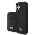 Husă MagSafe și suport magnetic pentru carduri iPhone 17 Lacoste Iconic Petit Pique - Negru