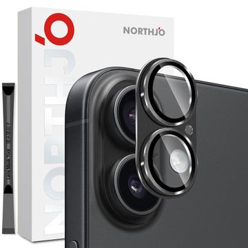 iPhone 17 Northjo Protecție completă din metal mat și sticlă temperată pentru obiectivul camerei foto - negru