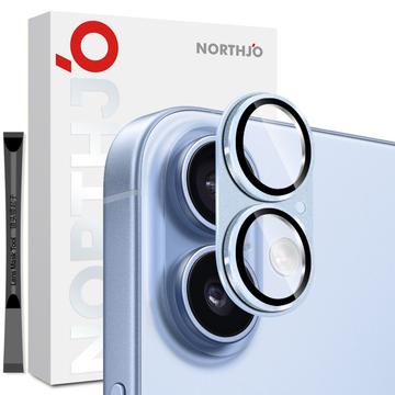 iPhone 17 Northjo Protecție completă din metal mat și sticlă temperată pentru obiectivul camerei foto - albastru