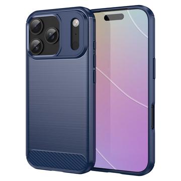 Husă TPU Brushed iPhone 17 Pro - Fibră de Carbon - Albastru