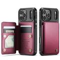 iPhone 17 Pro/18 Pro Caseme C22 Case RFID Card Wallet - roșu