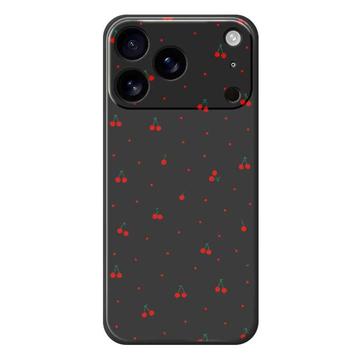 Husă TPU cu model de cireșe iPhone 17 Pro - Negru