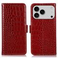 Husă Piele Portofel cu RFID iPhone 17 Pro - Crocodile