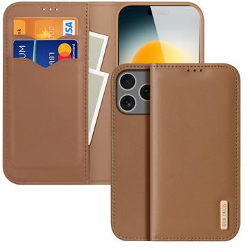 Husă Piele Portofel iPhone 17 Pro - Dux Ducis Hivo - Maro