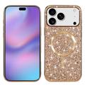 Husă cu sclipici electrolizat iPhone 17 Pro - compatibilă MagSafe - Auriu Roze
