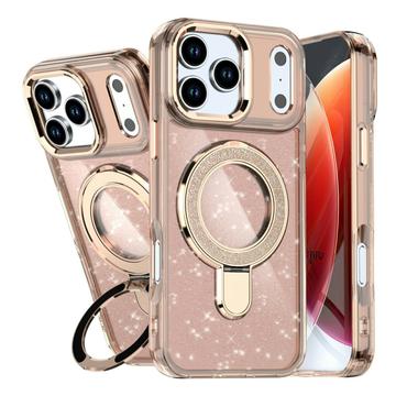 Husă hibridă iPhone 17 Pro Glitter cu suport pentru picior - compatibilă MagSafe - Aur deșertului