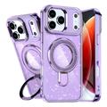 Husă hibridă iPhone 17 Pro Glitter cu suport - compatibilă MagSafe - Violet