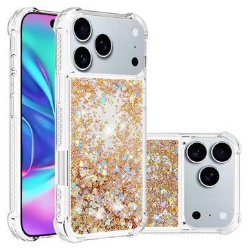 Husă TPU iPhone 17 Pro Glitter Quicksand - Inimi de aur