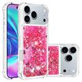 Husă TPU iPhone 17 Pro Glitter Quicksand - Inimi roz