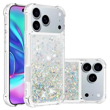 Husă TPU iPhone 17 Pro Glitter Quicksand - Inimi de Argint