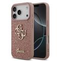 Husă iPhone 17 Pro - Guess Fixed Glitter 4G Metal Logo - Roz