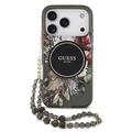 Husă cu curea din perle iPhone 17 Pro Guess IML Flowers