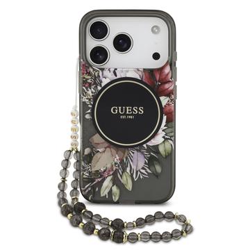 Husă cu curea din perle iPhone 17 Pro Guess IML Flowers