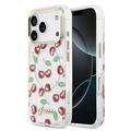 Husă hibridă iPhone 17 Pro Guess IML Glitter Cherry - Compatibilă cu MagSafe - Transparentă
