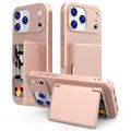 Husă Hibrid iPhone 17 Pro - cu Oglindă Ascunsă și Slot Card - Roz