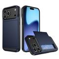 Husă Hibridă iPhone 17 Pro cu Slot Glisant pentru Card - Albastru Închis