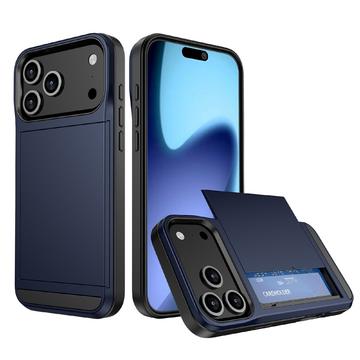 Husă Hibridă iPhone 17 Pro cu Slot Glisant pentru Card - Albastru Închis