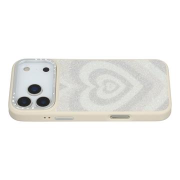 iPhone 17 Pro Jaucase Heart Pattern Magnetic Hybrid Case - Alb