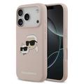 Husă MagSafe din silicon lichid iPhone 17 Pro Karl Lagerfeld Double Heads - roz
